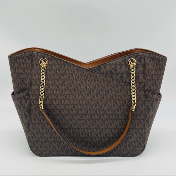 Michael Kors Large X Chain Shoulder Tote Bag Brown - Picture 7 of 13